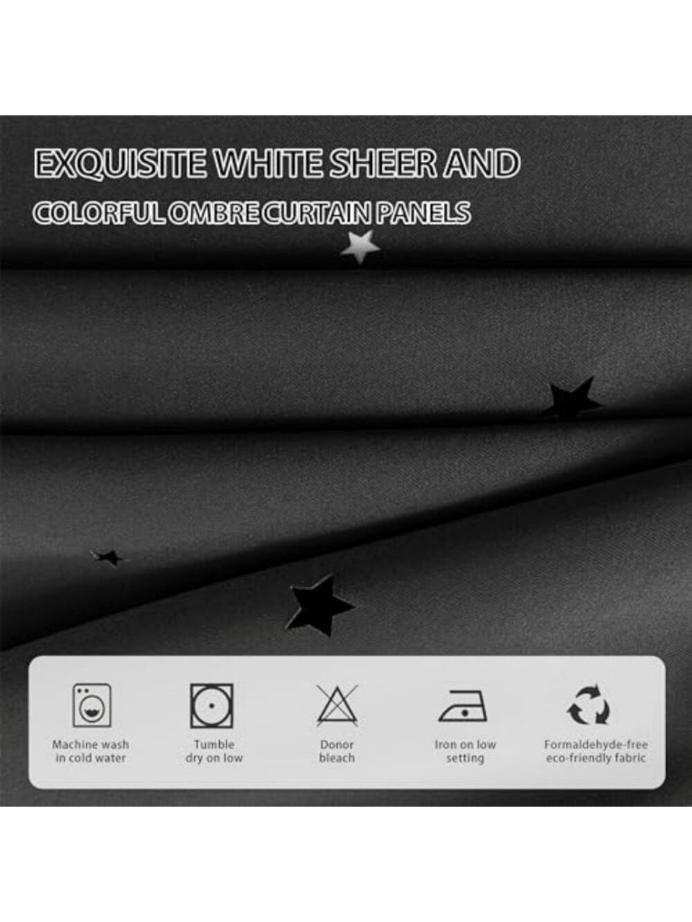 Blackout Curtains 84” Long - 2 Panel Set, Double Layer Star Cut Out Drapes for - Picture 4 of 7